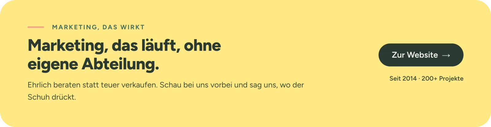 Störer mit Hinweis zu unseren Leistungen als Werbeagentur - EsWirkt!