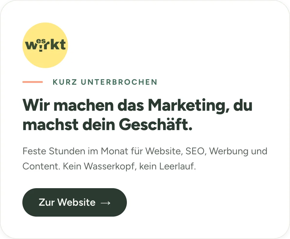 störer mit hinweis auf kontaktaufnahme zu EsWirkt! Werbung zum Festpreis